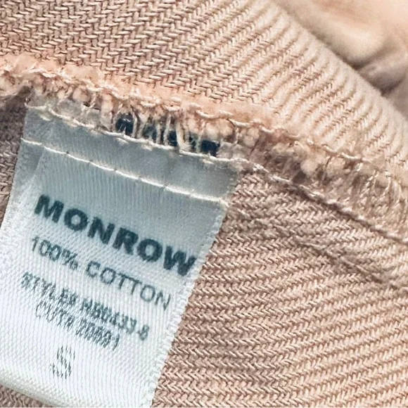 MONROW Taupe Jogger Pants Size Small Pull On Striped Waistband Neutral Beige - Picture 5 of 6